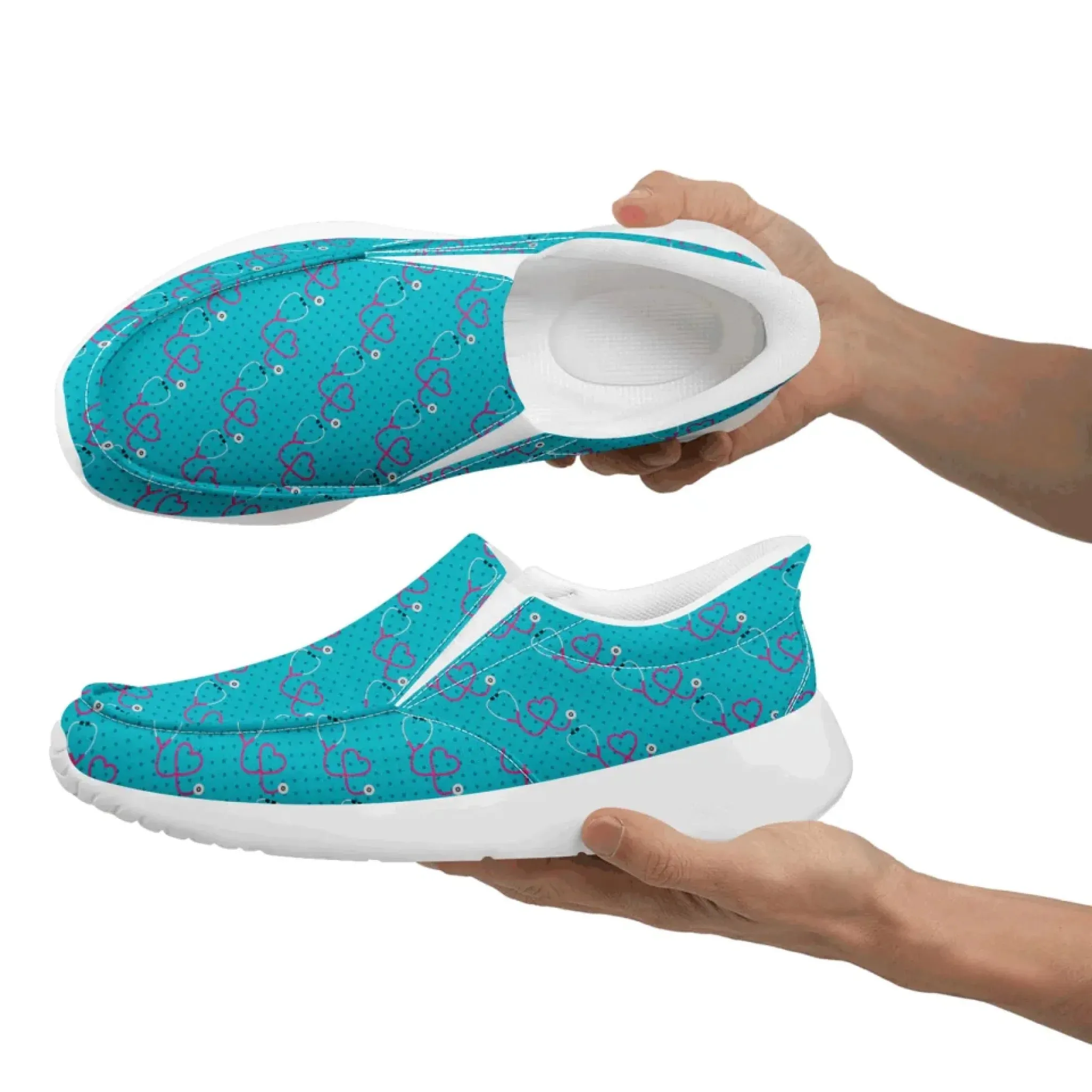 Personalized Nurse's Day Sneakers, Custom Caring Kicks, Nurse-Themed Shoes, Comfortable Slip On Shoes