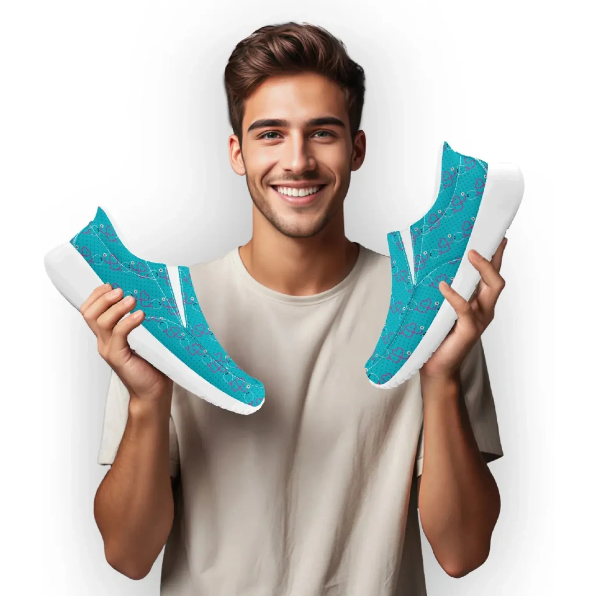 Personalized Nurse's Day Sneakers, Custom Caring Kicks, Nurse-Themed Shoes, Comfortable Slip On Shoes