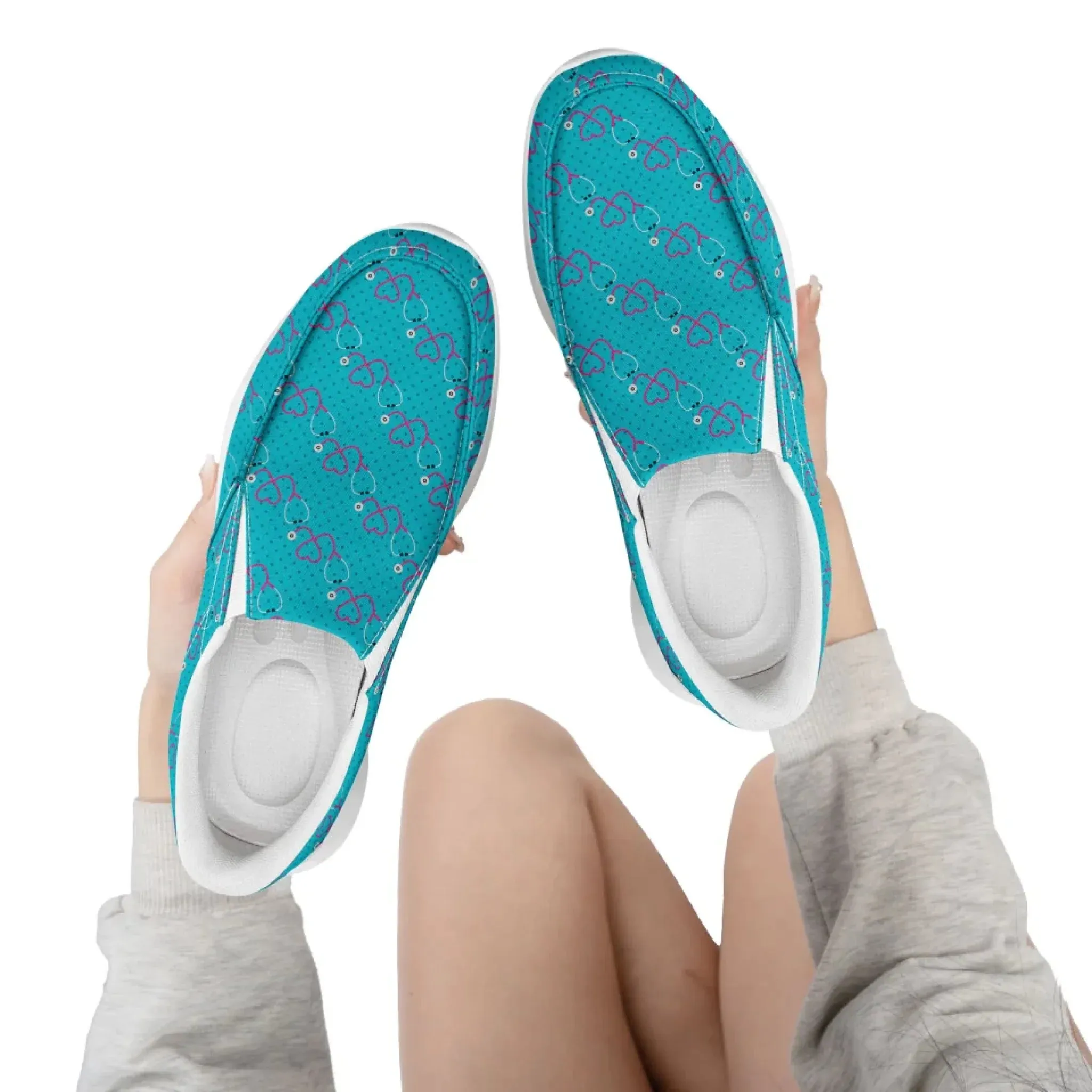 Personalized Nurse's Day Sneakers, Custom Caring Kicks, Nurse-Themed Shoes, Comfortable Slip On Shoes