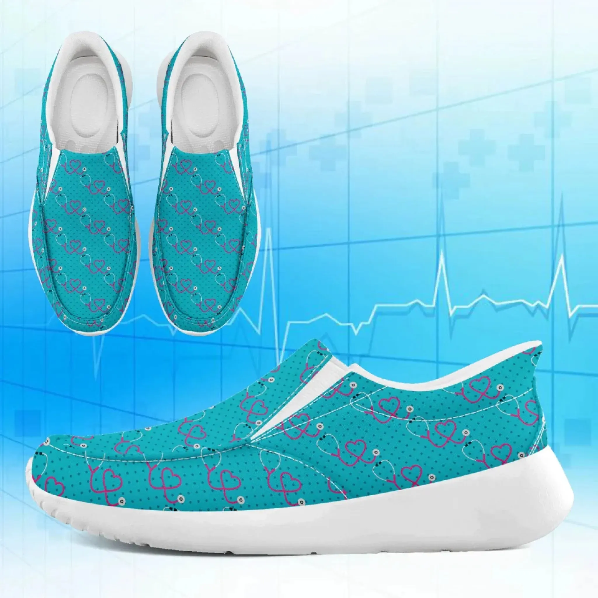 Personalized Nurse's Day Sneakers, Custom Caring Kicks, Nurse-Themed Shoes, Comfortable Slip On Shoes