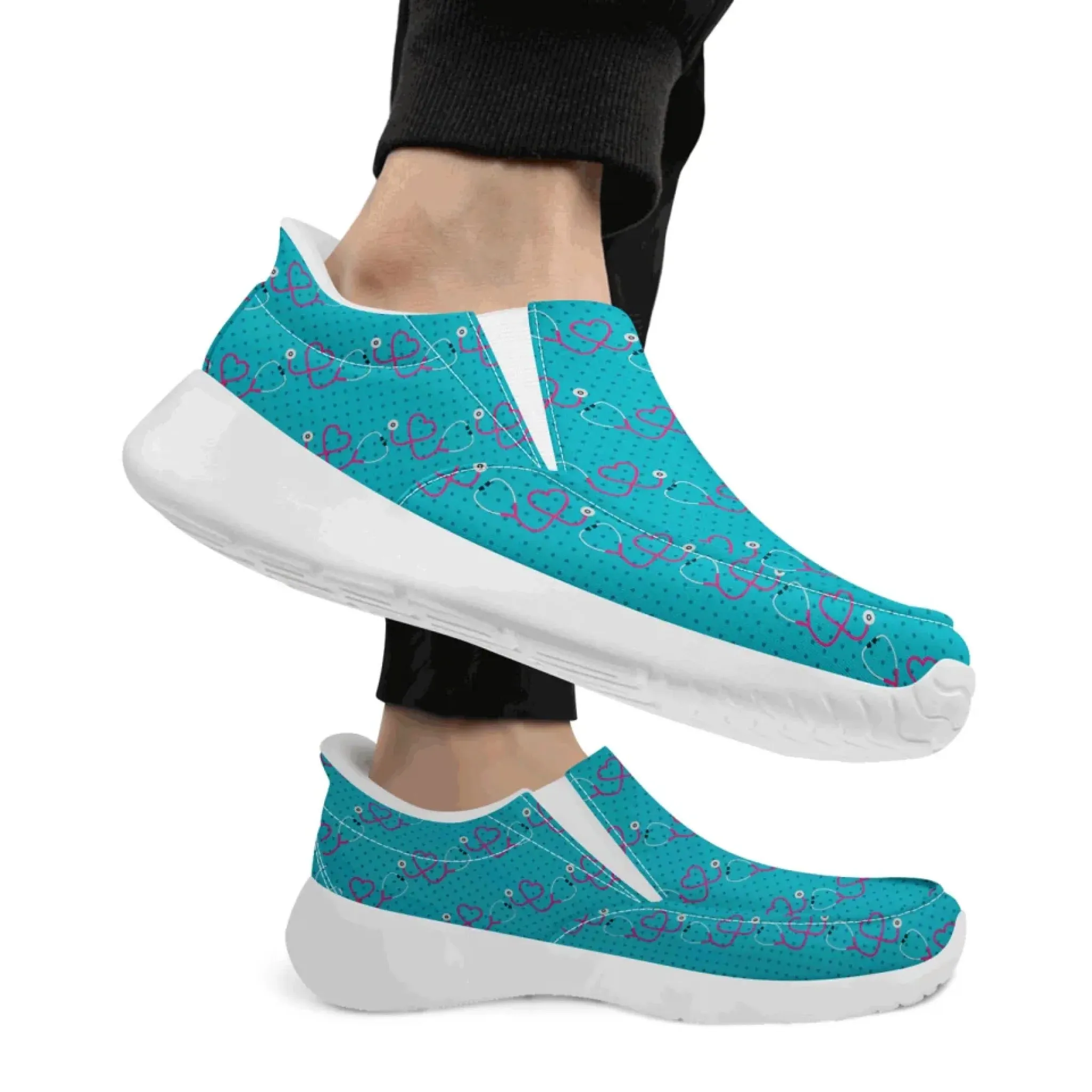 Personalized Nurse's Day Sneakers, Custom Caring Kicks, Nurse-Themed Shoes, Comfortable Slip On Shoes
