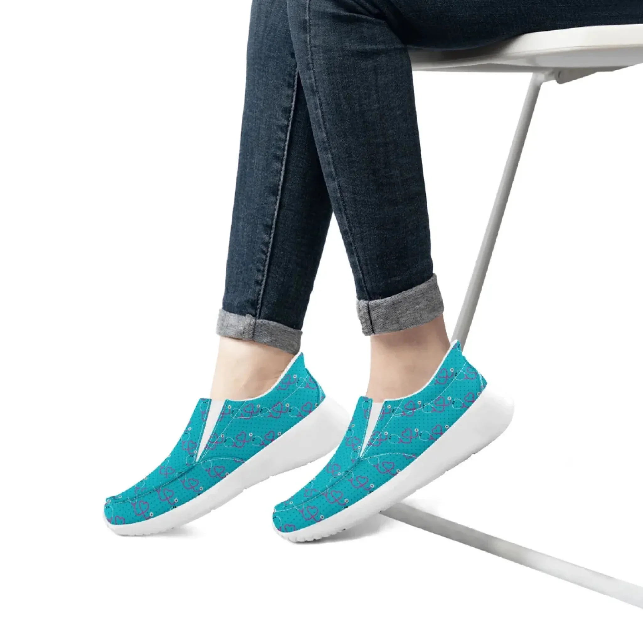 Personalized Nurse's Day Sneakers, Custom Caring Kicks, Nurse-Themed Shoes, Comfortable Slip On Shoes