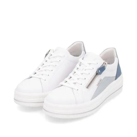 Remonte White and Blue Trainer with Zip