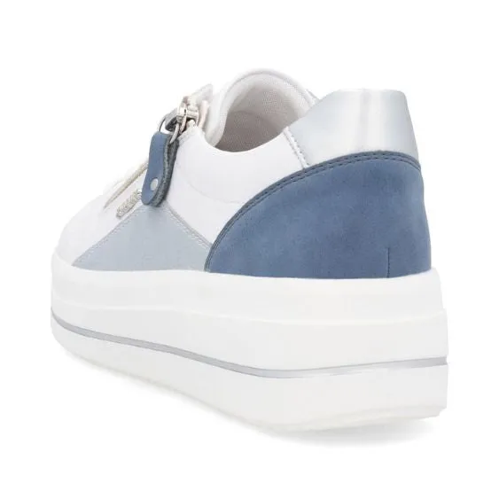 Remonte White and Blue Trainer with Zip