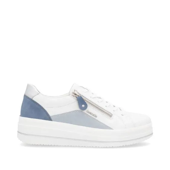 Remonte White and Blue Trainer with Zip