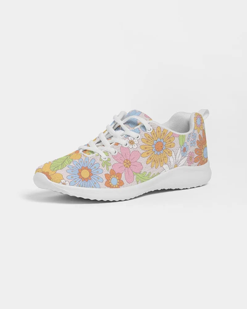 Retro 70s Pastel Daisy Florals Women's Athletic Flyknit Shoe