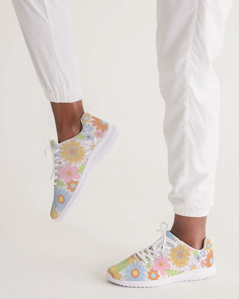 Retro 70s Pastel Daisy Florals Women's Athletic Flyknit Shoe