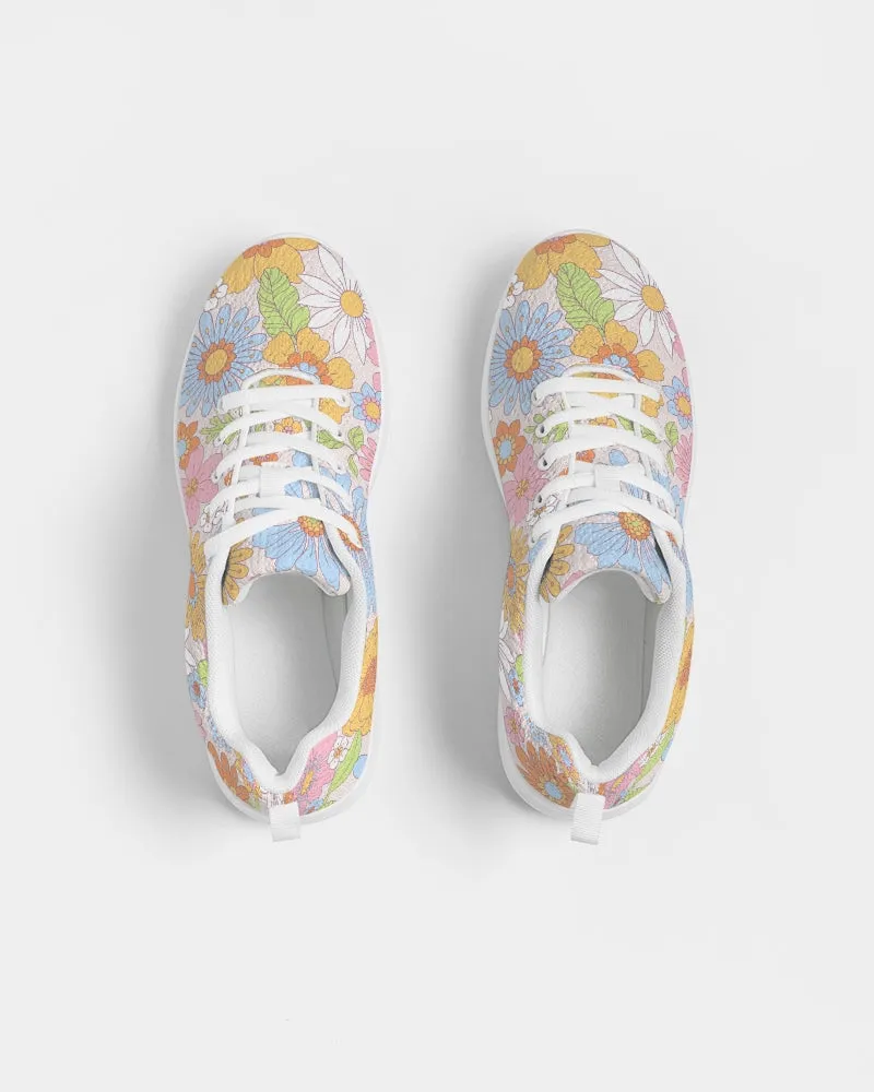 Retro 70s Pastel Daisy Florals Women's Athletic Flyknit Shoe