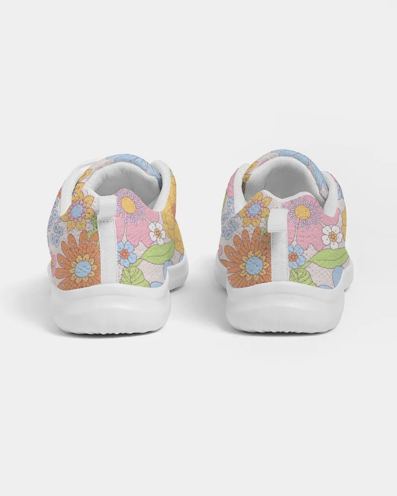Retro 70s Pastel Daisy Florals Women's Athletic Flyknit Shoe