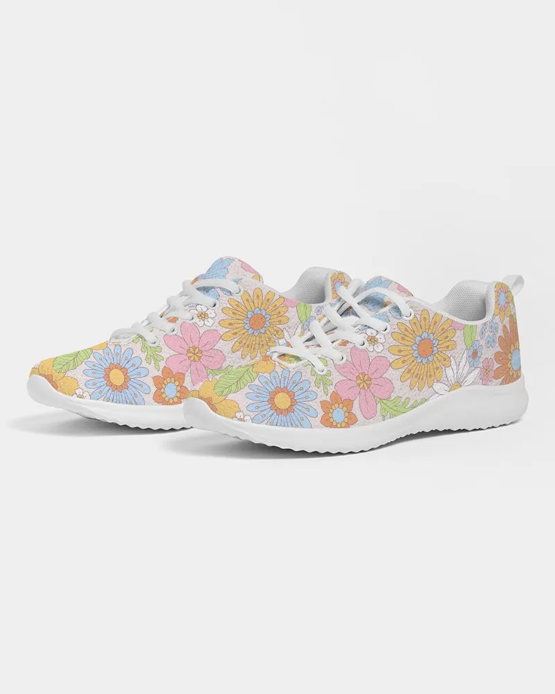 Retro 70s Pastel Daisy Florals Women's Athletic Flyknit Shoe