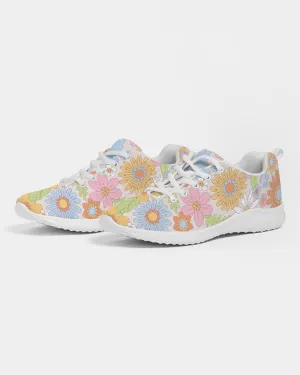Retro 70s Pastel Daisy Florals Women's Athletic Flyknit Shoe