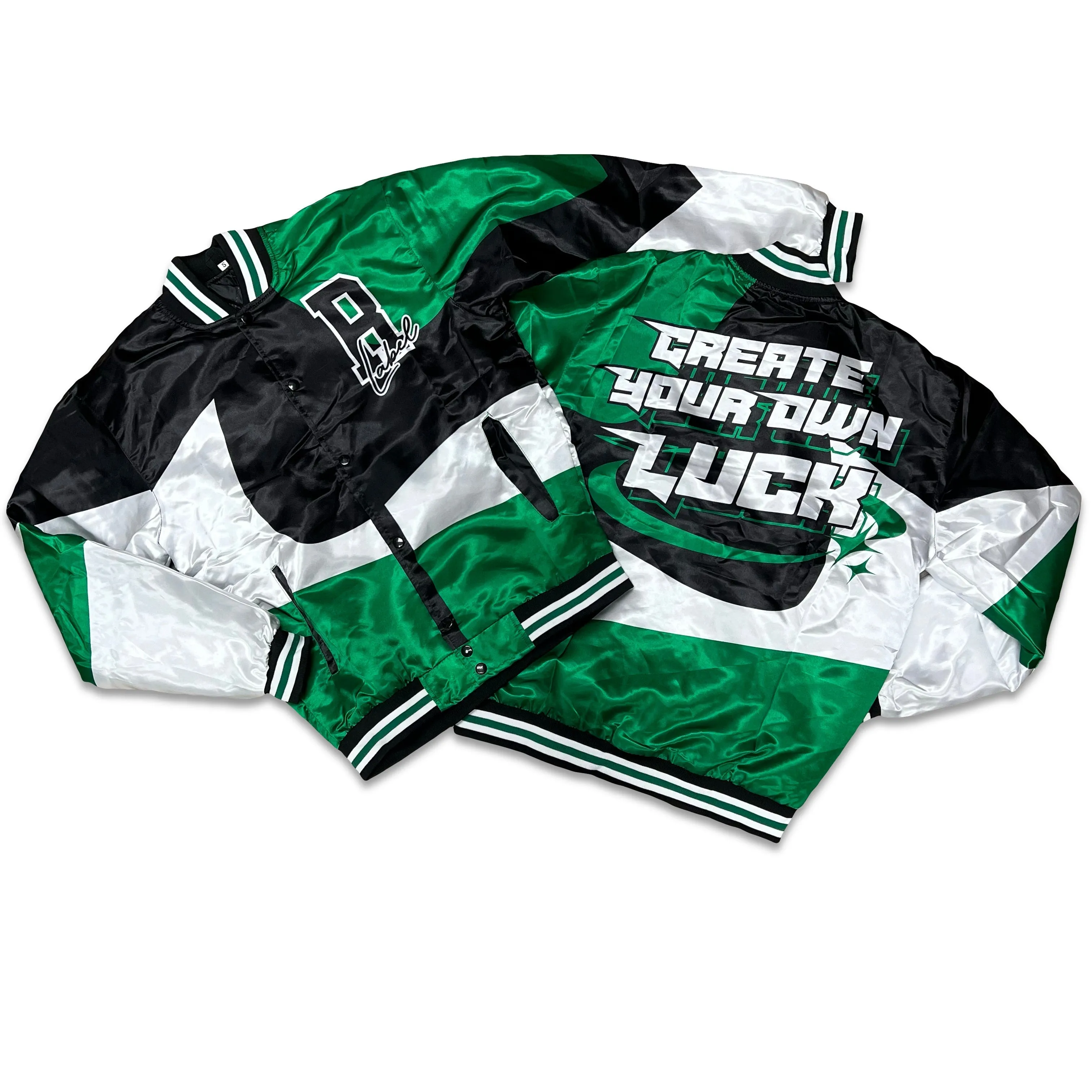 RETRO LABEL Create Your Own Luck Satin JACKET (RETRO 1 Lucky Green)