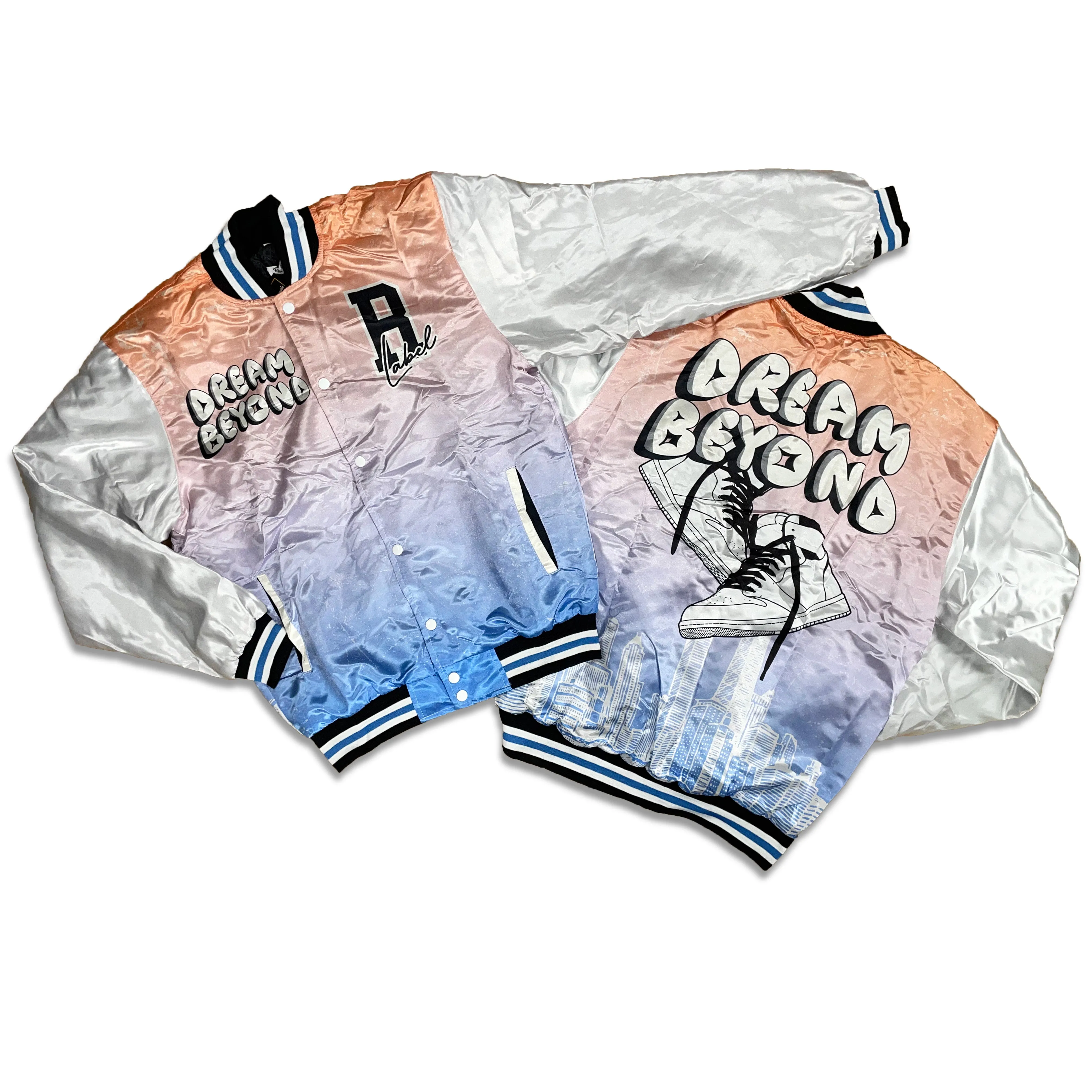 RETRO LABEL DREAM BEYOND SATIN JACKET (RETRO 1 SKYLINE)
