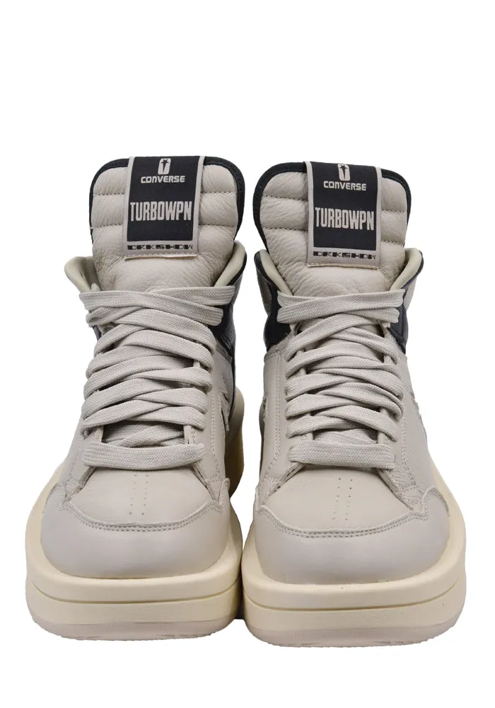 RICK OWENS DRKSHDW X CONVERSE DC02CX758 TURBOWPN MID-TOP SNEAKERS OYSTER/BLACK