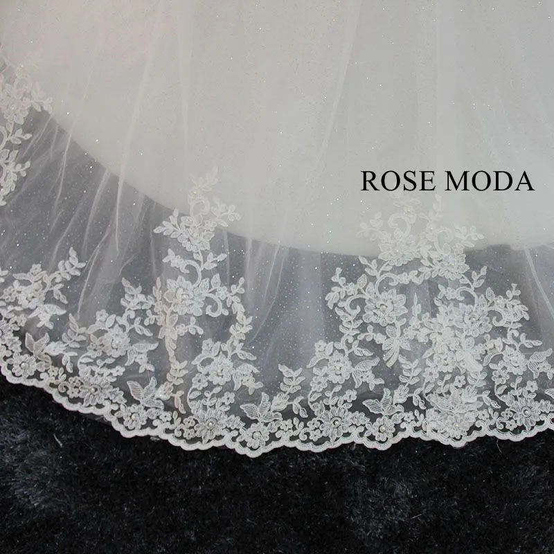 Rosemoda Long Sleeve V Neck Lace Ball Gown Wedding Dress