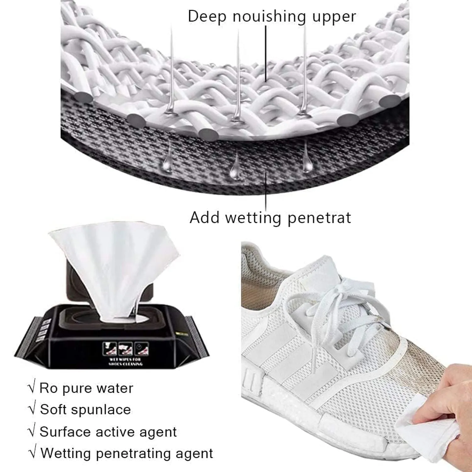 Shoe Cleaning Wet Wipes, Portable & Disposable