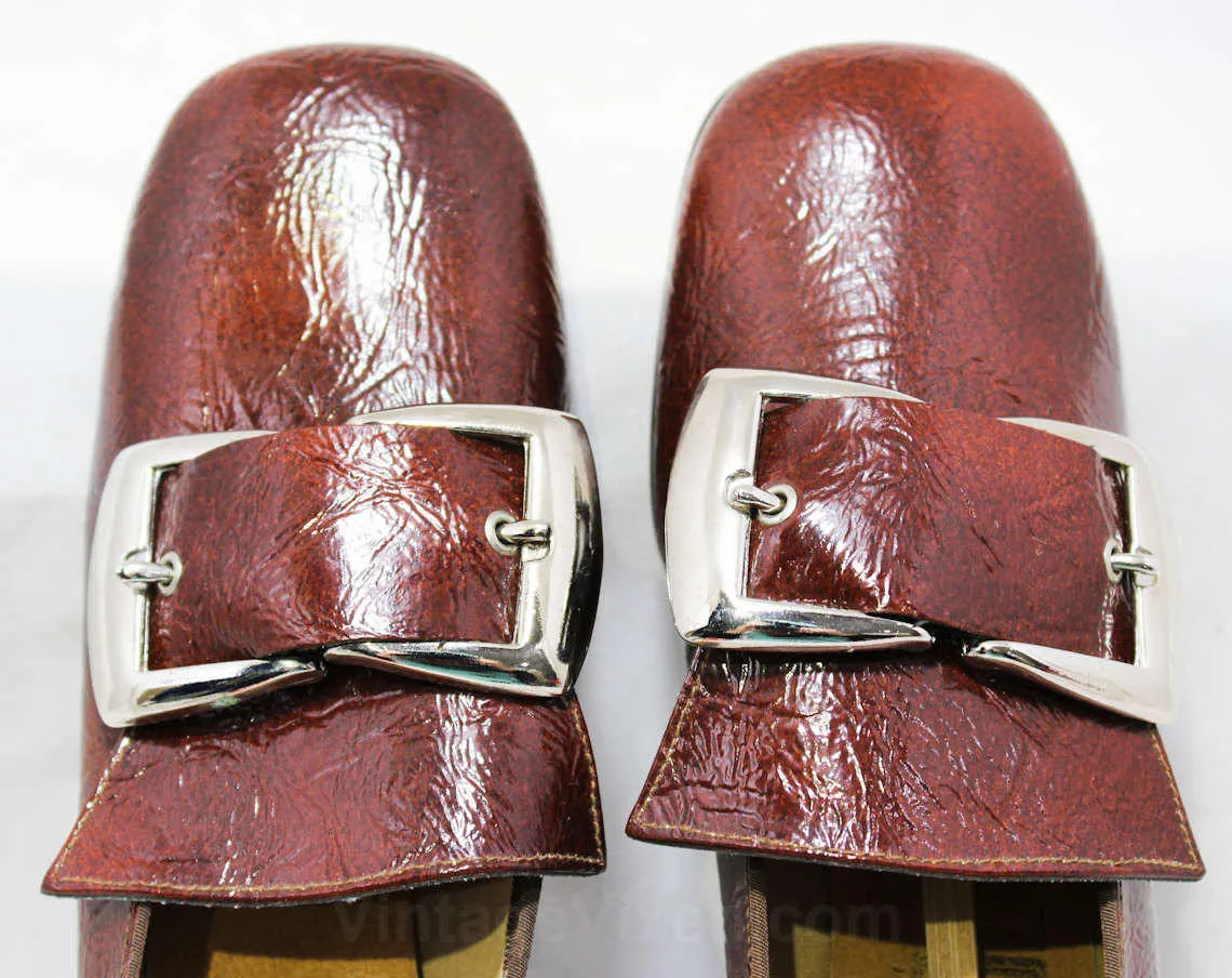 Size 5 1960s Rust Brown Shoes - Never Worn - Faux Textured Leather Pumps - Hipster 60s Mod Style - 1960's Deadstock with Box - 5B - 45937-5