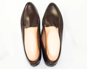 Size 8.5 Brown Shoes - Unworn 1960s Dark Leather Loafer Style Flats - 8 1/2 AA Narrow - 60s Point Toe Preppy Classic - NOS 60s Deadstock