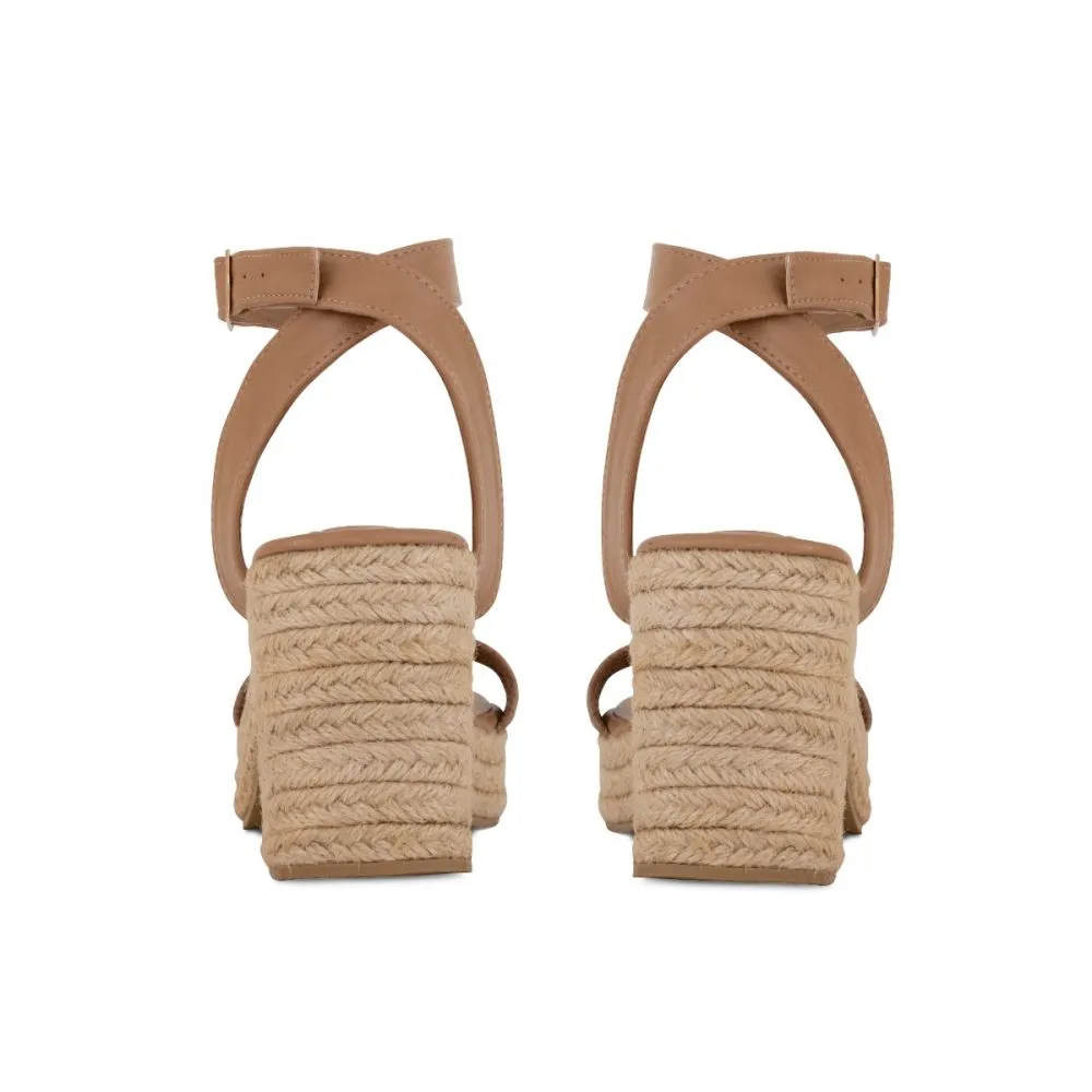 South Beach Nude Retro Platform Espadrilles