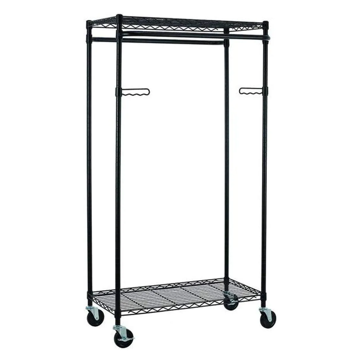 Tidyliving Garmen Heavy Duty Garment Rack, Commercial Grade, Double Rod Rolling Organizer, Adjustable Hanging Clothes Stand