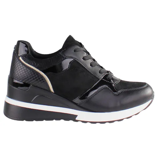 Tommy Bowe Ladies Wedge Trainers - Leacy - Black