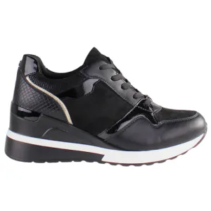 Tommy Bowe Ladies Wedge Trainers - Leacy - Black