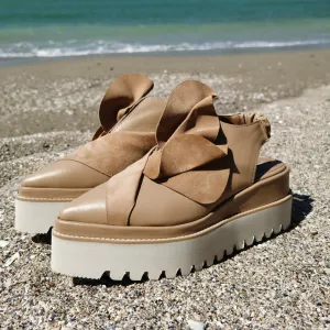 Tulips beige leather open back shoes