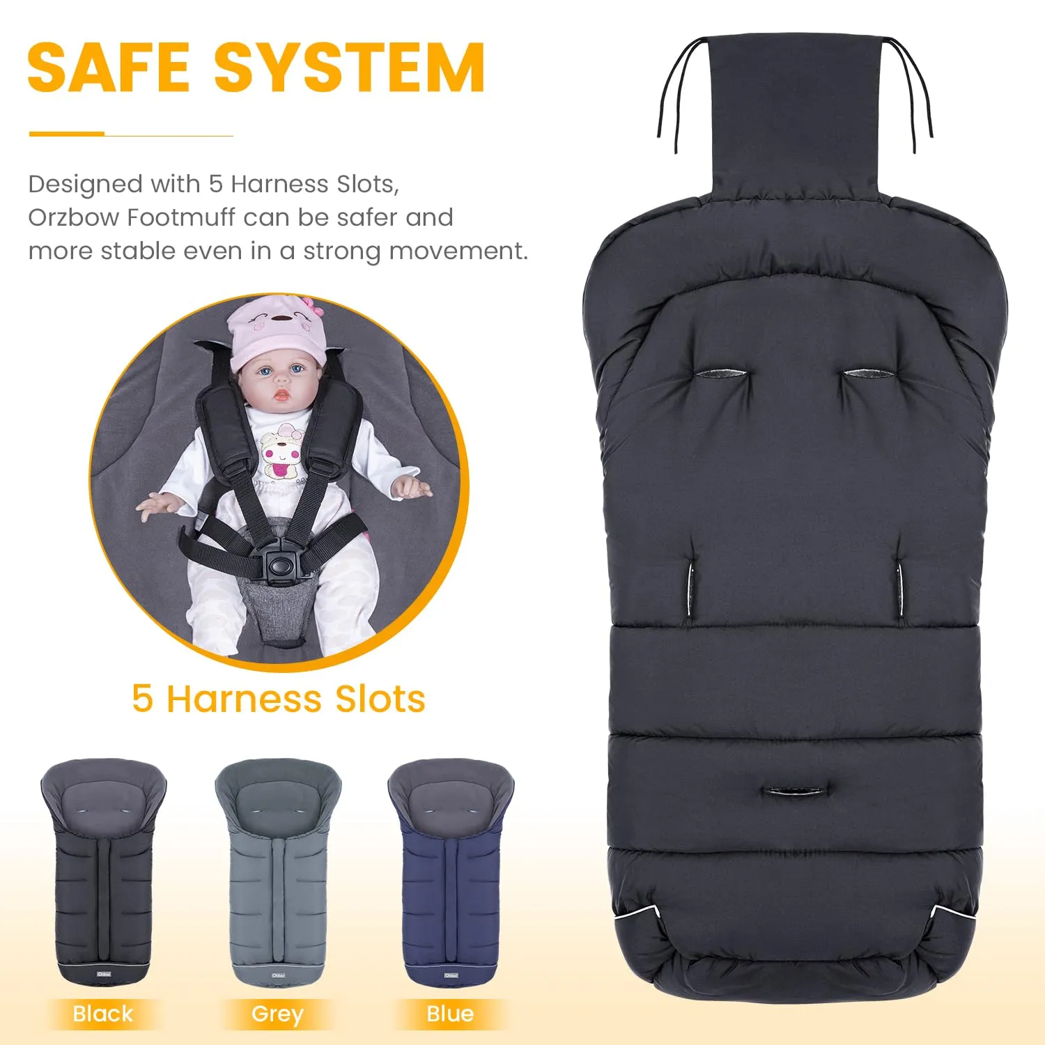 Universal Footmuff for Stroller, Winter Warm Baby Stroller Bunting Bag, Waterproof Windproof Warm Coral Fleece Lined Sleeping Bag