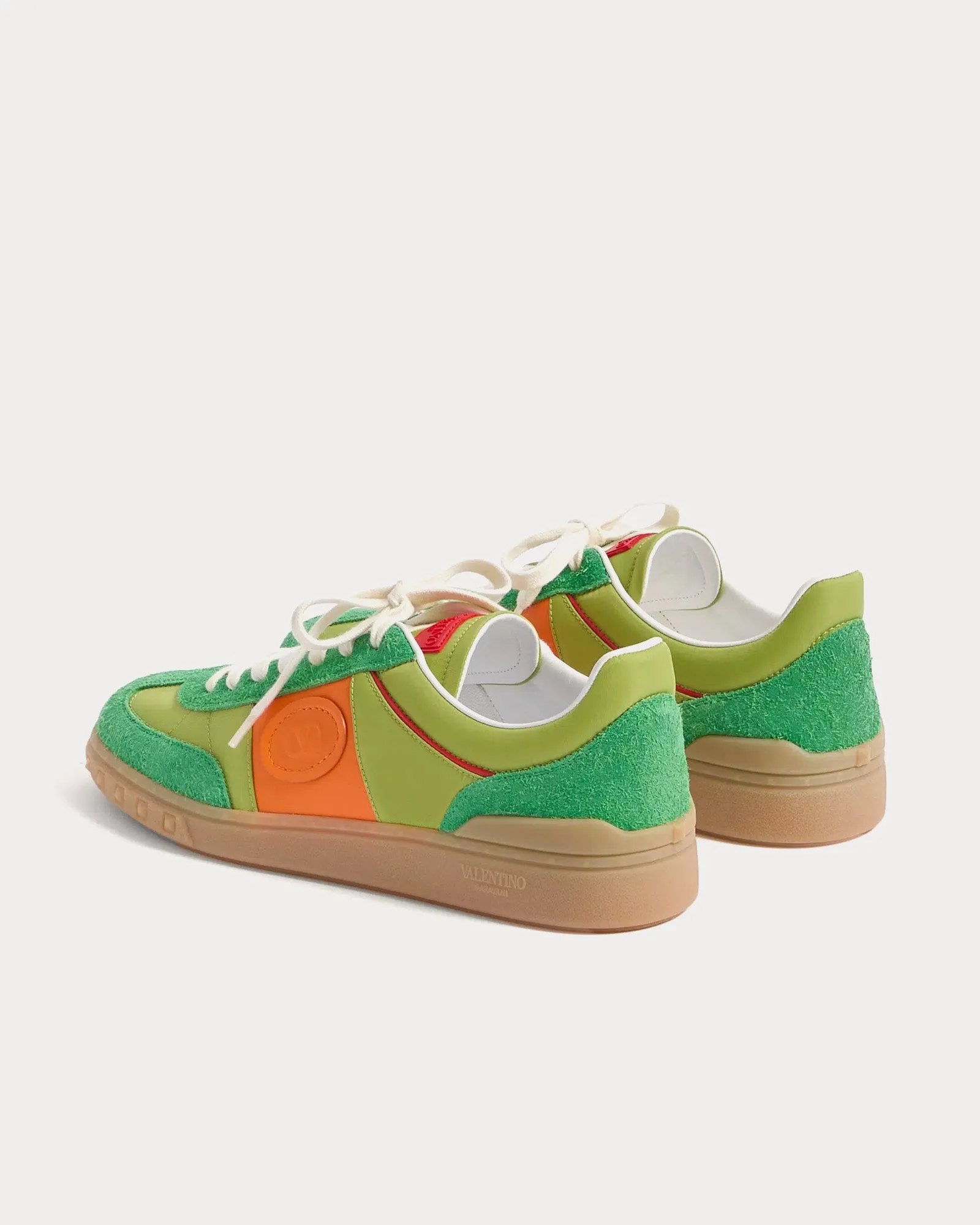 Upvillage Crust Leather & Nylon Green Briar / Chartreuse / Pumpkin / Coral Low Top Sneakers