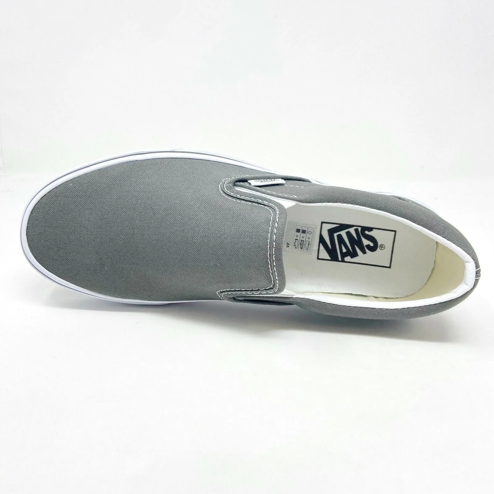 Vans Classic Slip On Charcoal Gray White Womens Casual Shoes