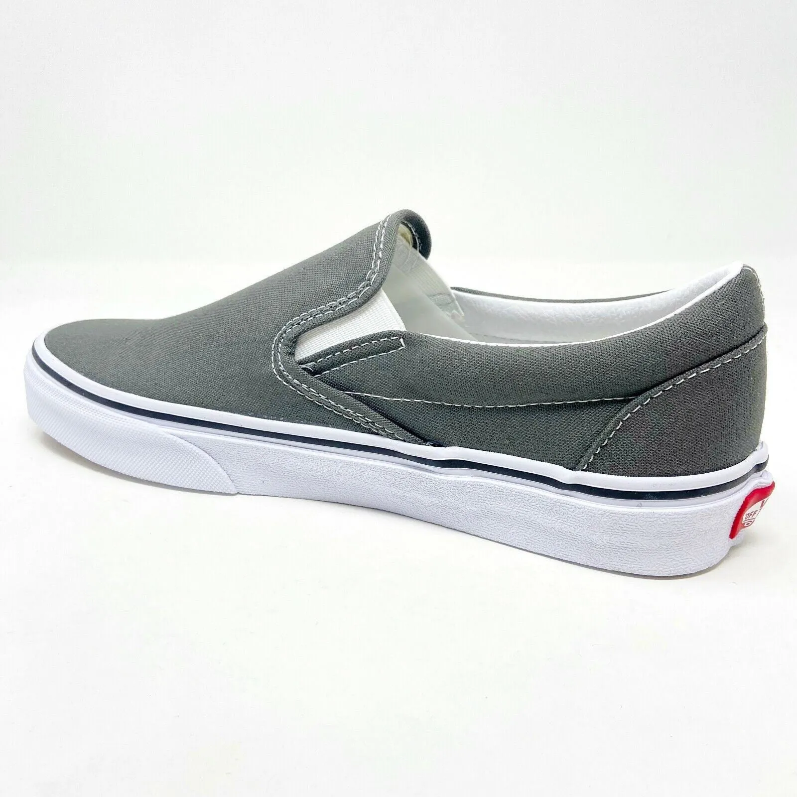 Vans Classic Slip On Charcoal Gray White Womens Casual Shoes