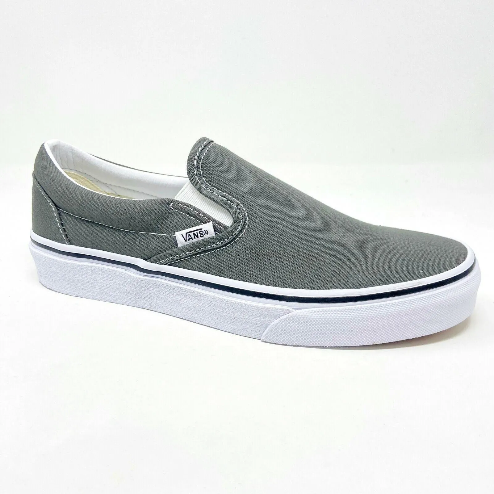 Vans Classic Slip On Charcoal Gray White Womens Casual Shoes