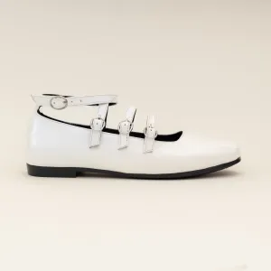 Women White Strap Ballerina