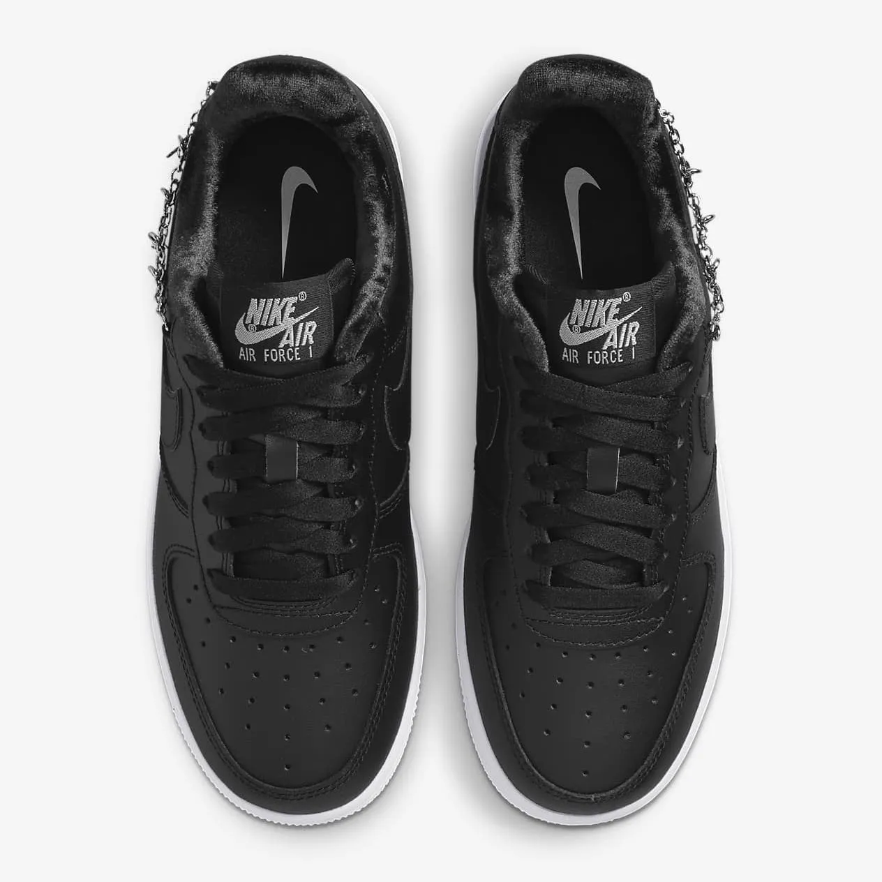 Women's Nike Air Force 1 LX "Black Pendant / Lucky Charm" (Black Metallic/Silver)(DD1525-001)